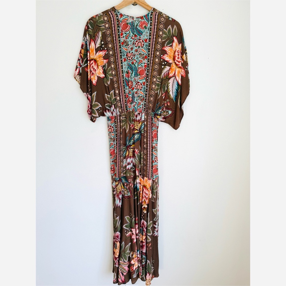FARM Rio Brown Floral V-Neck Maxi Dress - Picture 9 of 13